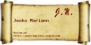 Jesko Mariann névjegykártya